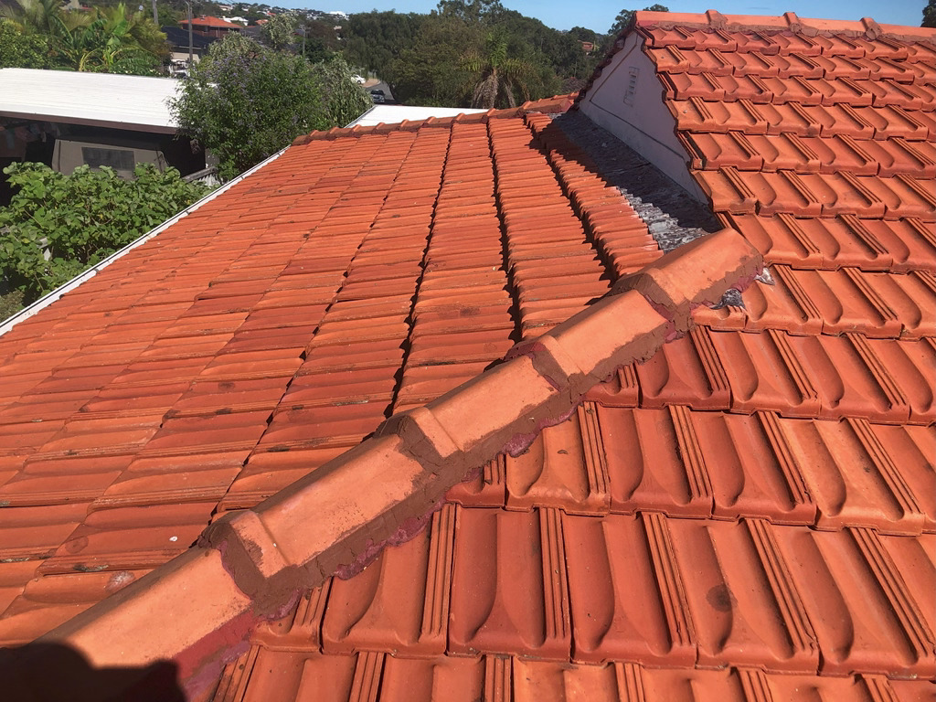 Repaired ridge tile pointing