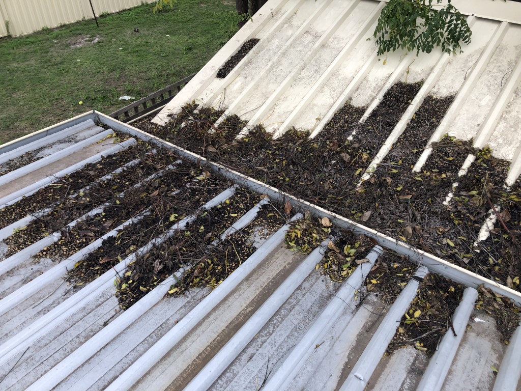 Blocked roof gutter